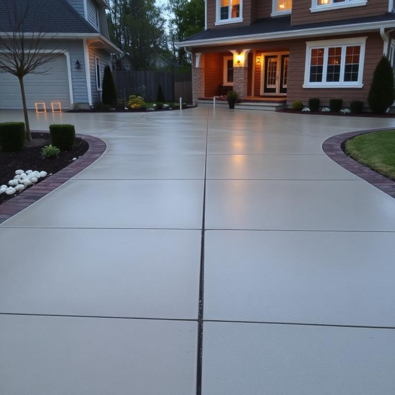 Smooth broom-finished concrete driveway